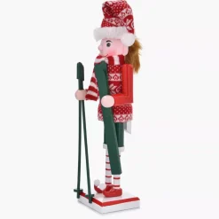 Dekoracja świąteczna figurka z nartami DUKA NORALF ELF 28.5 cm czerwona