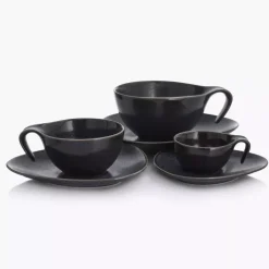 Filiżanka do espresso ze spodkiem DUKA TIME BLACK 60 ml porcelanowa