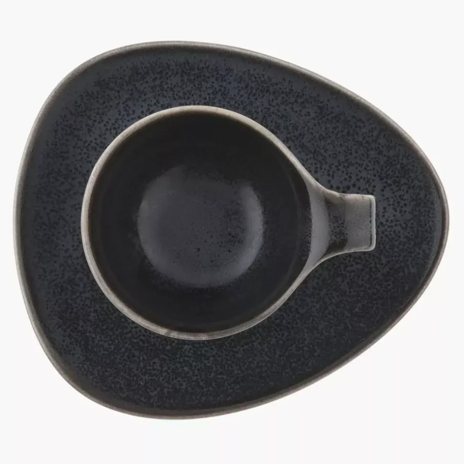 Filiżanka do espresso ze spodkiem DUKA TIME BLACK 60 ml porcelanowa