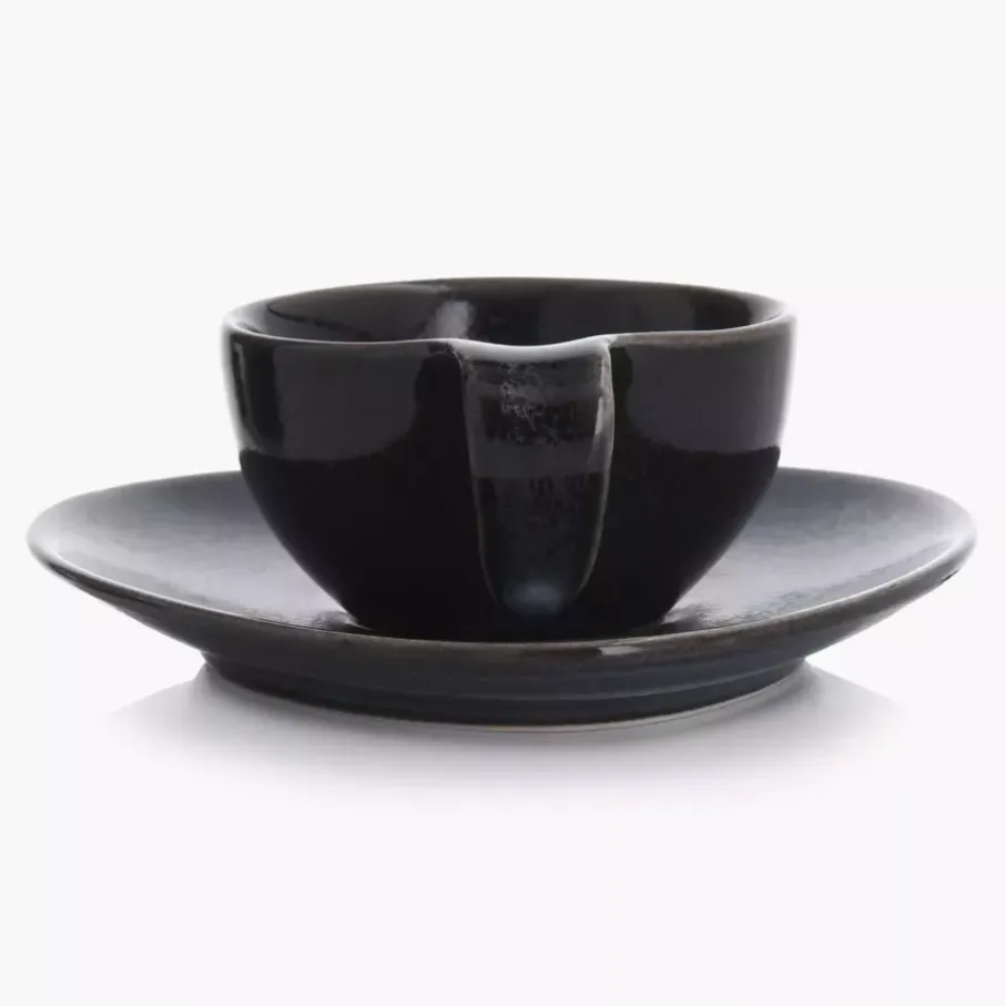 Filiżanka do espresso ze spodkiem DUKA TIME BLACK 60 ml porcelanowa