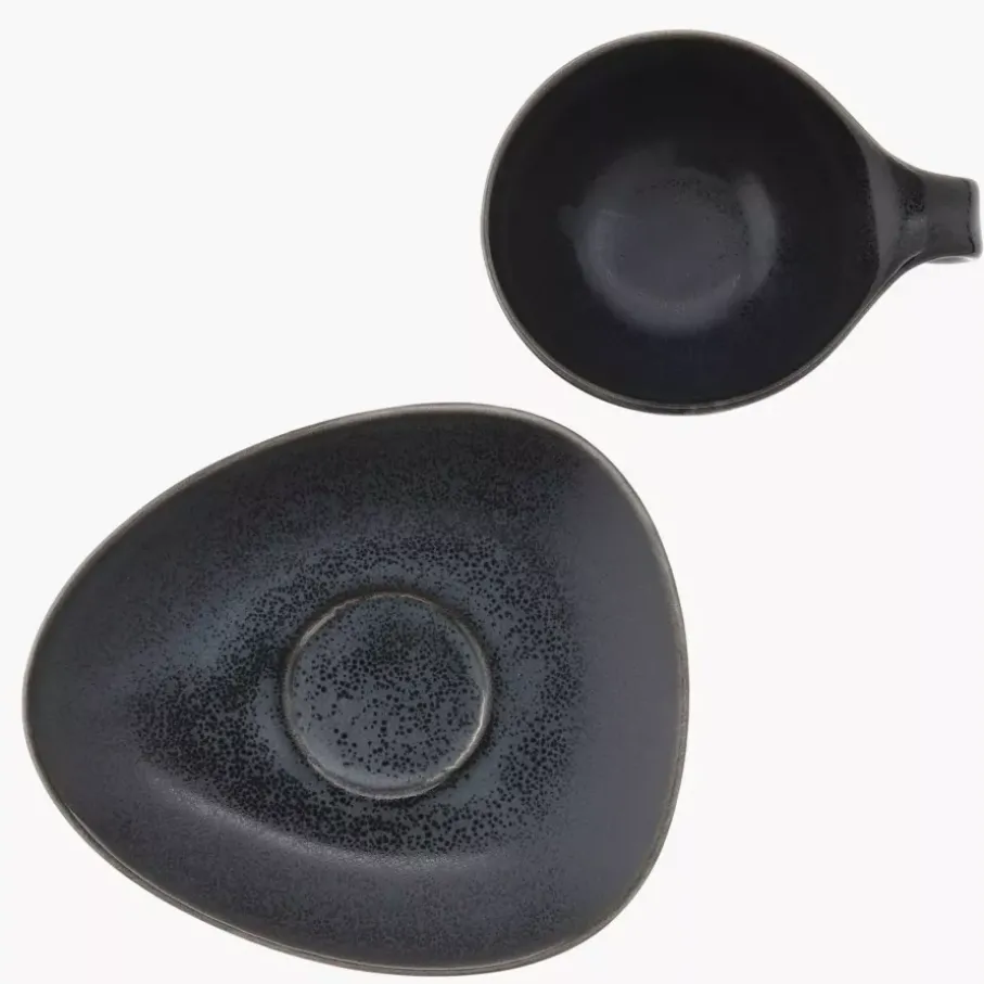 Filiżanka do espresso ze spodkiem DUKA TIME BLACK 60 ml porcelanowa