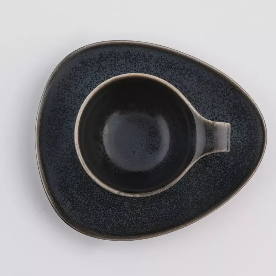 Filiżanka do espresso ze spodkiem DUKA TIME BLACK 60 ml porcelanowa