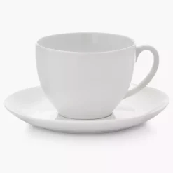 Filiżanka ze spodkiem DUKA EVERYDAY 250 ml biała porcelanowa