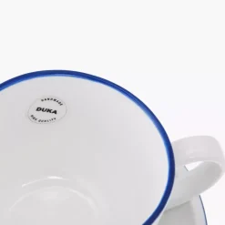 Filiżanka ze spodkiem DUKA KROG 420 ml biała granatowa porcelana