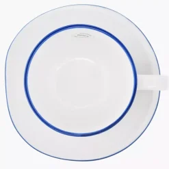 Filiżanka ze spodkiem DUKA KROG 420 ml biała granatowa porcelana