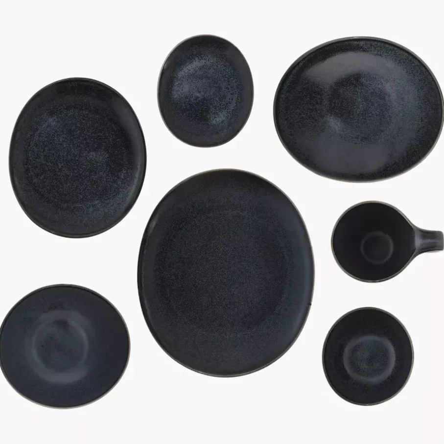 Filiżanka ze spodkiem DUKA TIME BLACK 350 ml grafitowa porcelanowa