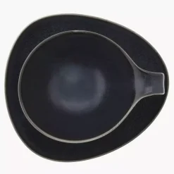 Filiżanka ze spodkiem DUKA TIME BLACK 350 ml grafitowa porcelanowa