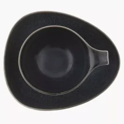 Filiżanka ze spodkiem DUKA TIME BLACK 150 ml grafitowa porcelanowa
