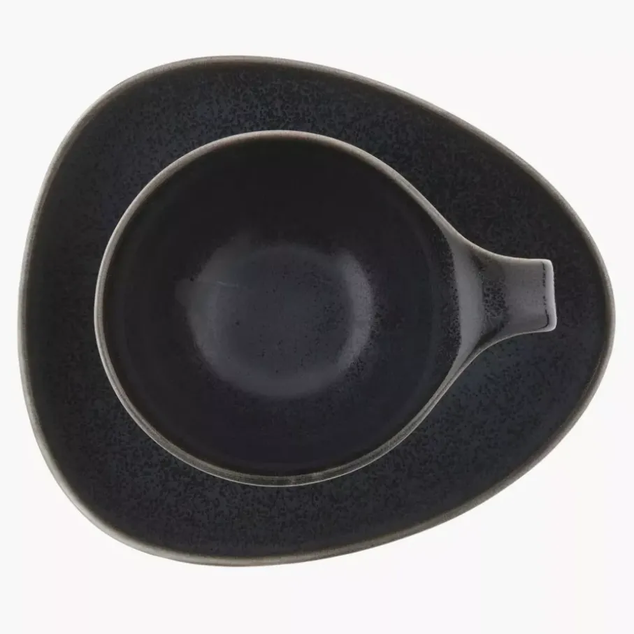 Filiżanka ze spodkiem DUKA TIME BLACK 150 ml grafitowa porcelanowa