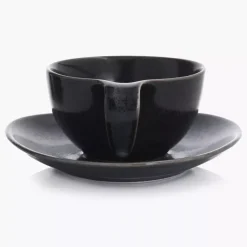 Filiżanka ze spodkiem DUKA TIME BLACK 150 ml grafitowa porcelanowa