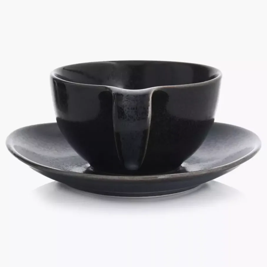 Filiżanka ze spodkiem DUKA TIME BLACK 150 ml grafitowa porcelanowa
