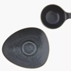 Filiżanka ze spodkiem DUKA TIME BLACK 150 ml grafitowa porcelanowa