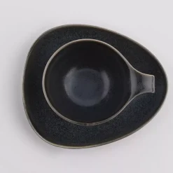 Filiżanka ze spodkiem DUKA TIME BLACK 150 ml grafitowa porcelanowa