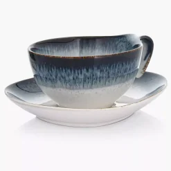 Filiżanka ze spodkiem DUKA TIME DIM 350 ml wielokolorowa porcelanowa