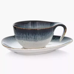 Filiżanka ze spodkiem DUKA TIME DIM 150 ml wielokolorowa porcelanowa
