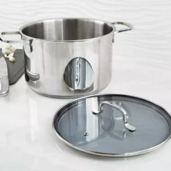Garnek z pokrywą BERGHOFF HELIX 24 cm srebrny stalowy