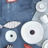 Kubek DUKA KROG 400 ml biały granatowy porcelana