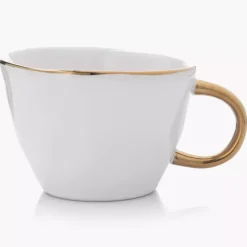 Kubek DUKA SIREN 300 ml biały złoty kamionkowy