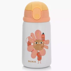 Kubek termiczny kwiatek DUKA MINI 350 ml biały pomarańczowy