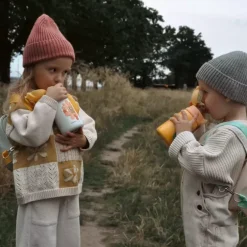 Kubek termiczny kwiatek DUKA MINI 350 ml biały pomarańczowy
