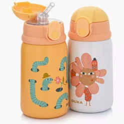 Kubek termiczny kwiatek DUKA MINI 350 ml biały pomarańczowy