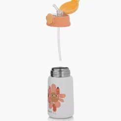 Kubek termiczny kwiatek DUKA MINI 350 ml biały pomarańczowy