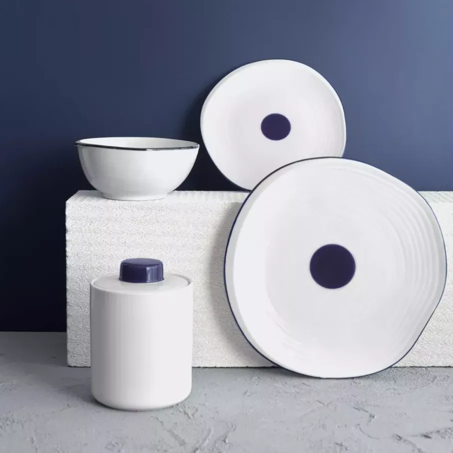 Misa sałatkowa DUKA KROG 2000 ml biała granatowa porcelana