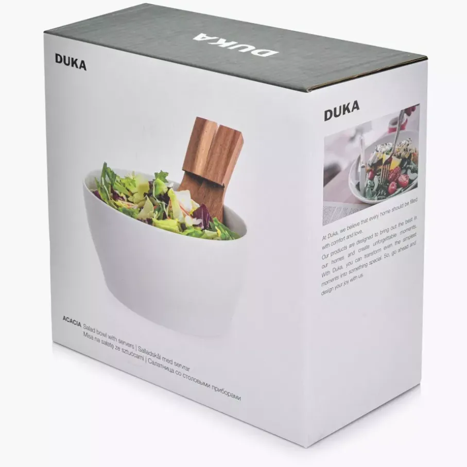 Misa sałatkowa ze sztućcami DUKA ACACIA 24 cm 3500 ml porcelana biała