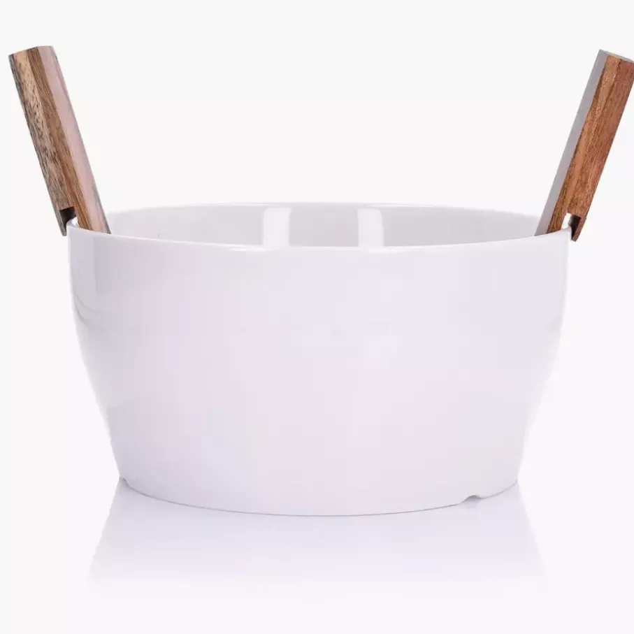 Misa sałatkowa ze sztućcami DUKA ACACIA 24 cm 3500 ml porcelana biała