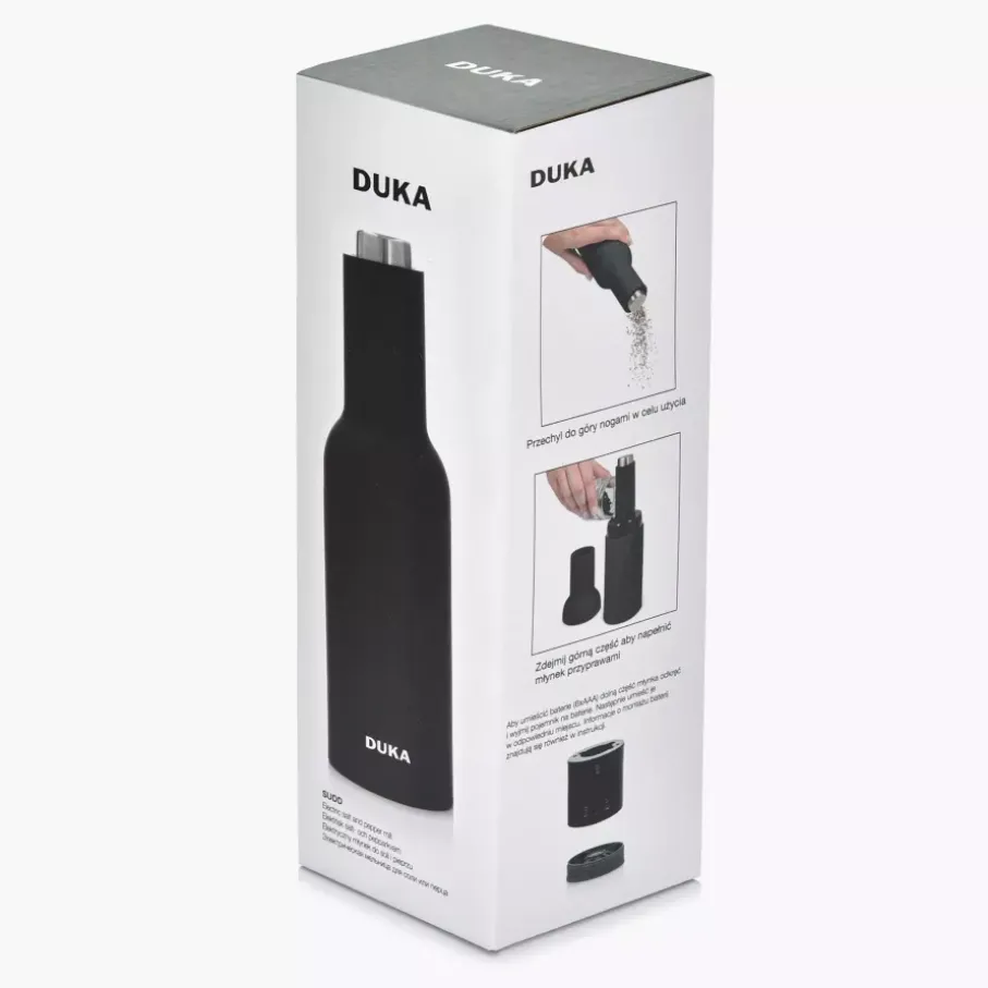 Młynek elektryczny grawitacyjny do soli lub pieprzu DUKA SUDD 22 cm czarny