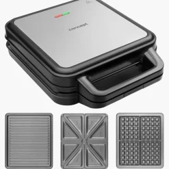 Opiekacz do kanapek 3w1 z wymiennymi płytkami CONCEPT RODZINA 1200 W czarno-srebrny