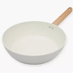 Patelnia głęboka z pokrywką DUKA GRAN 28 cm beżowa szara aluminiowa