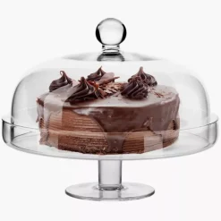 Patera na nóżce z kloszem KROSNO ELITE 28 cm transparentna szklana