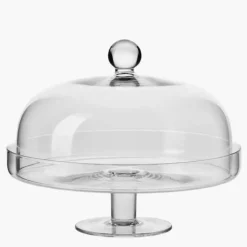 Patera na nóżce z kloszem KROSNO ELITE 28 cm transparentna szklana