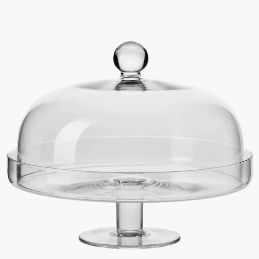 Patera na nóżce z kloszem KROSNO ELITE 28 cm transparentna szklana