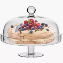 Patera na nóżce z kloszem KROSNO ELITE 28 cm transparentna szklana
