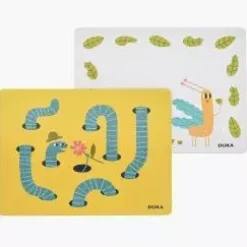 Podkładka na stół dla dzieci w dżdżownice 39,5x29,5 cm żółto-zielona DUKA MINI