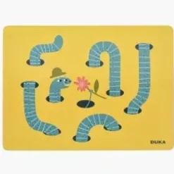 Podkładka na stół dla dzieci w dżdżownice 39,5x29,5 cm żółto-zielona DUKA MINI