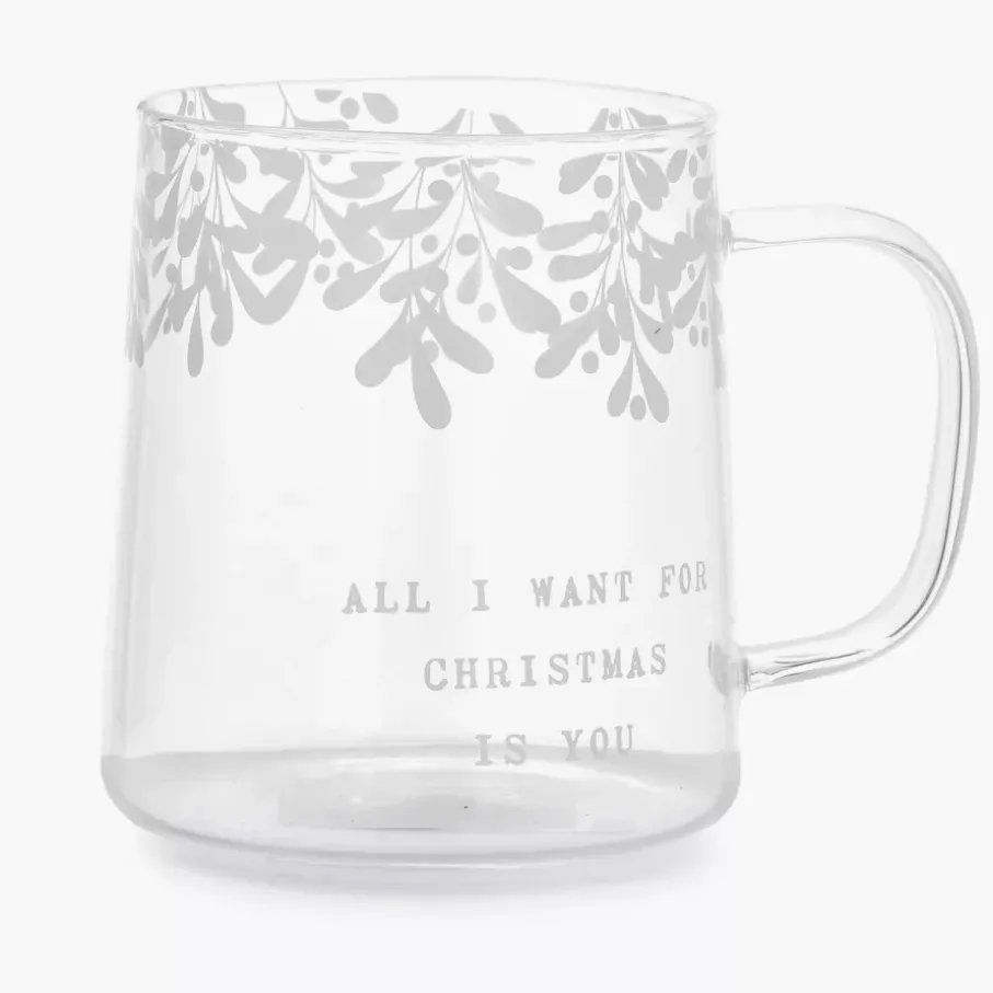Szklanka z uchem świąteczna xmas DUKA RIMFROST 450 ml transparentna szklana
