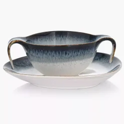 Talerz głęboki bulionówka ze spodkiem DUKA TIME DIM 450 ml porcelanowy