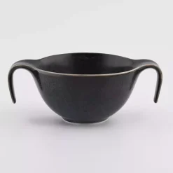Talerz głęboki bulionówka ze spodkiem DUKA TIME BLACK 450 ml porcelanowy
