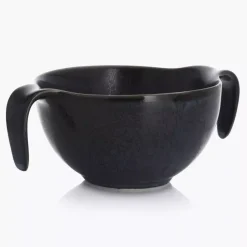 Talerz głęboki bulionówka ze spodkiem DUKA TIME BLACK 450 ml porcelanowy