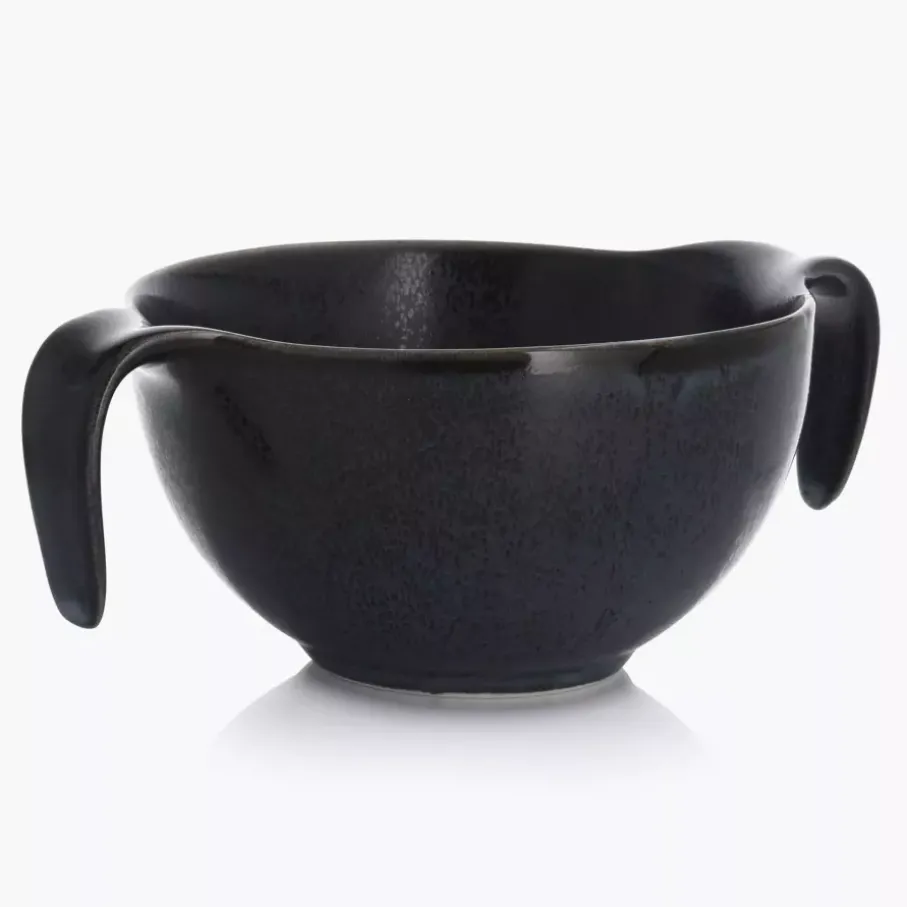 Talerz głęboki bulionówka ze spodkiem DUKA TIME BLACK 450 ml porcelanowy