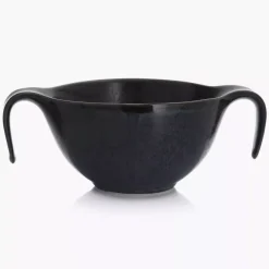 Talerz głęboki bulionówka ze spodkiem DUKA TIME BLACK 450 ml porcelanowy