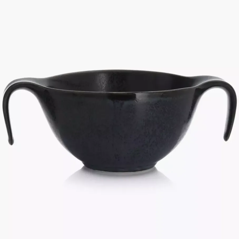 Talerz głęboki bulionówka ze spodkiem DUKA TIME BLACK 450 ml porcelanowy