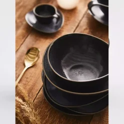 Talerz głęboki DUKA TIME BLACK 22 cm grafitowy porcelanowy
