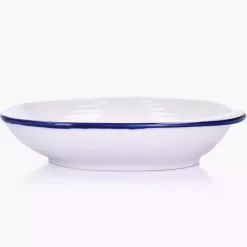 Talerz głęboki obiadowy DUKA KROG 22 cm biały granatowy porcelana