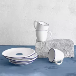 Talerz głęboki obiadowy DUKA KROG 22 cm biały granatowy porcelana