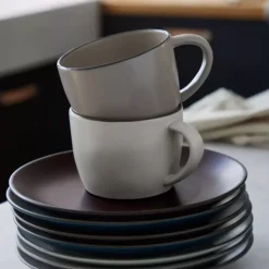 Talerz śniadaniowy COSTA NOVA STACKED ORGANIC 21 cm bordowy kamionkowy