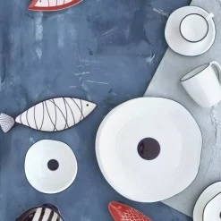 Talerz śniadaniowy DUKA KROG 20 cm biały granatowy porcelana